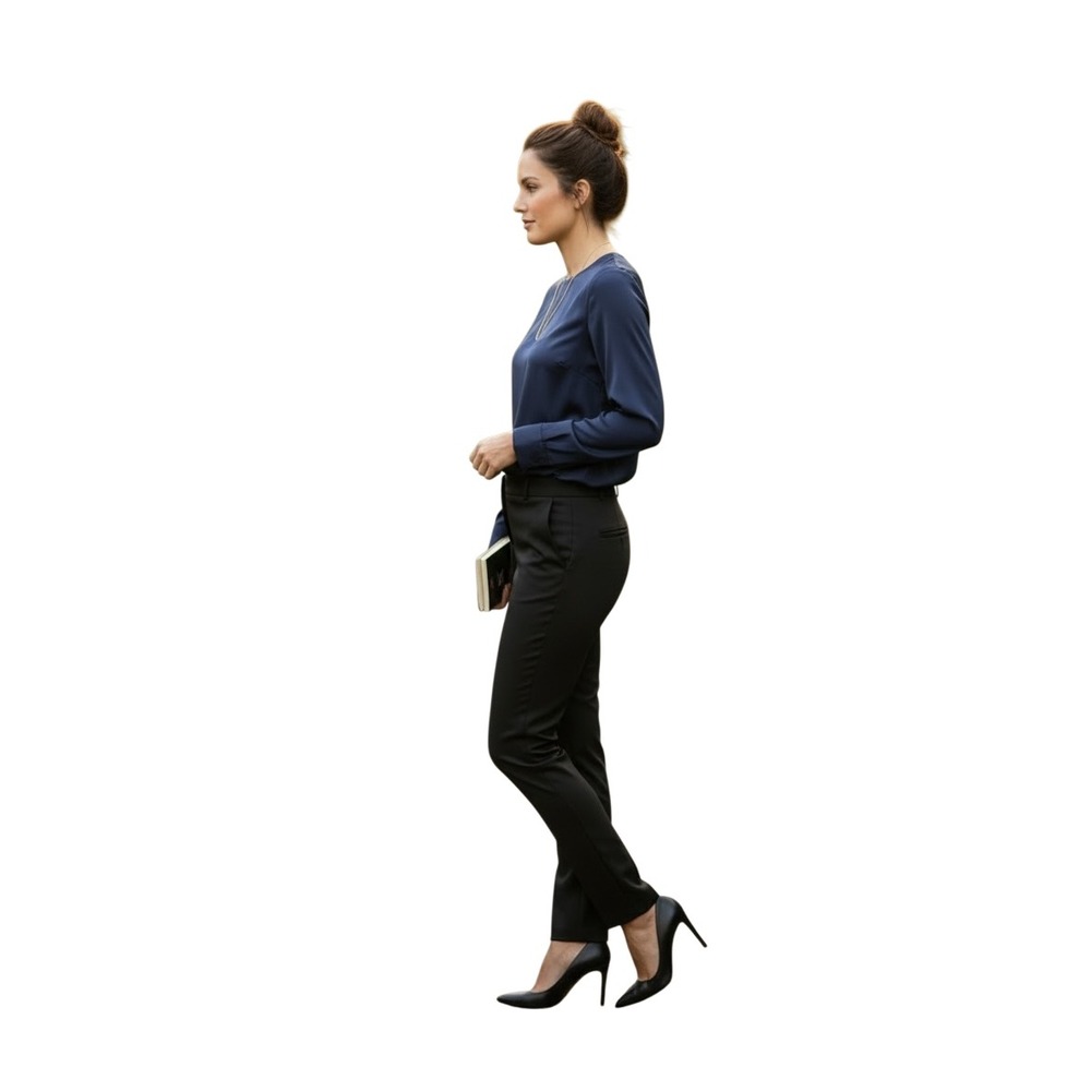 Flavio‎ Castellani Black Wool Blend Tailored Slim Dress Pants IT 40 US 10 Career